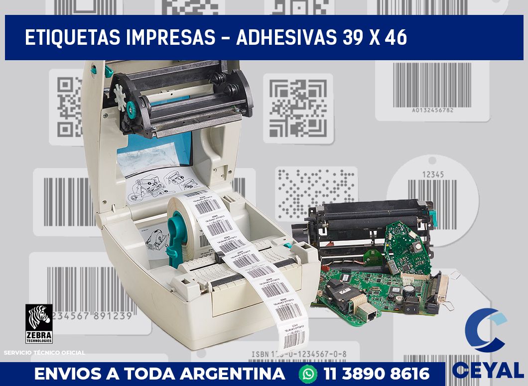 etiquetas impresas - Adhesivas 39 x 46