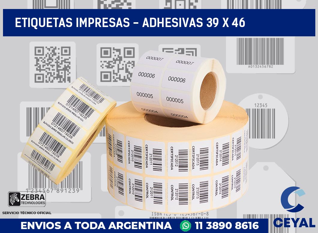 etiquetas impresas - Adhesivas 39 x 46