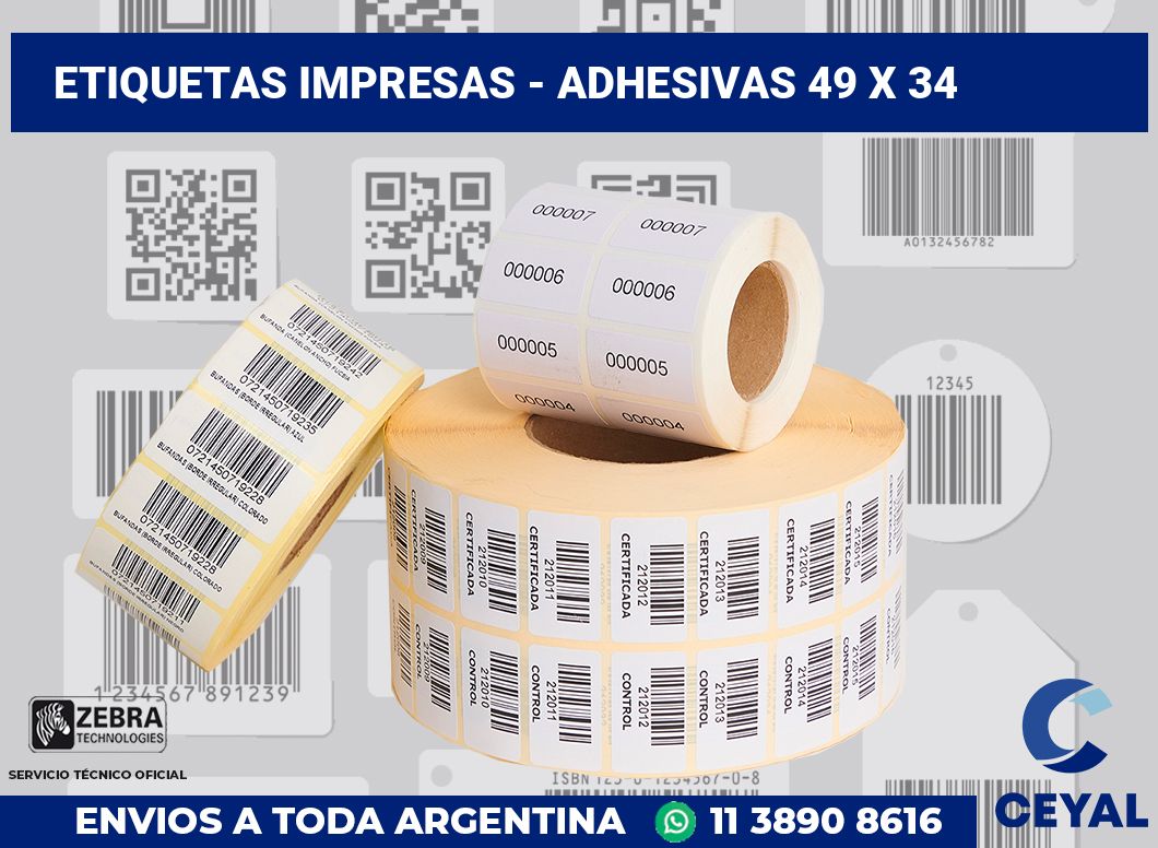 etiquetas impresas - Adhesivas 49 x 34