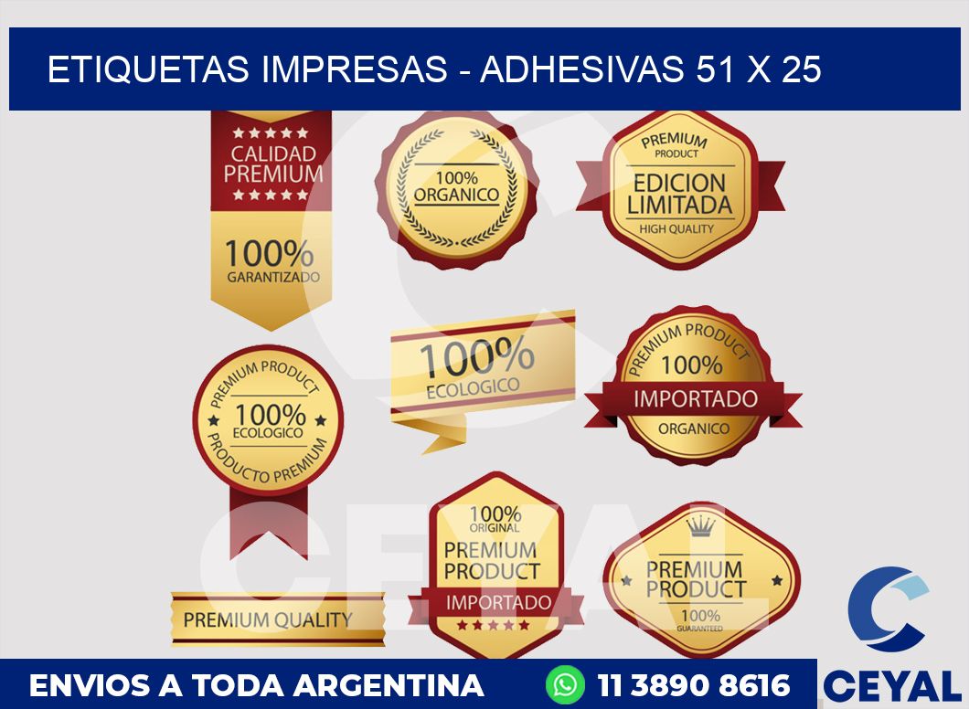 etiquetas impresas - Adhesivas 51 x 25