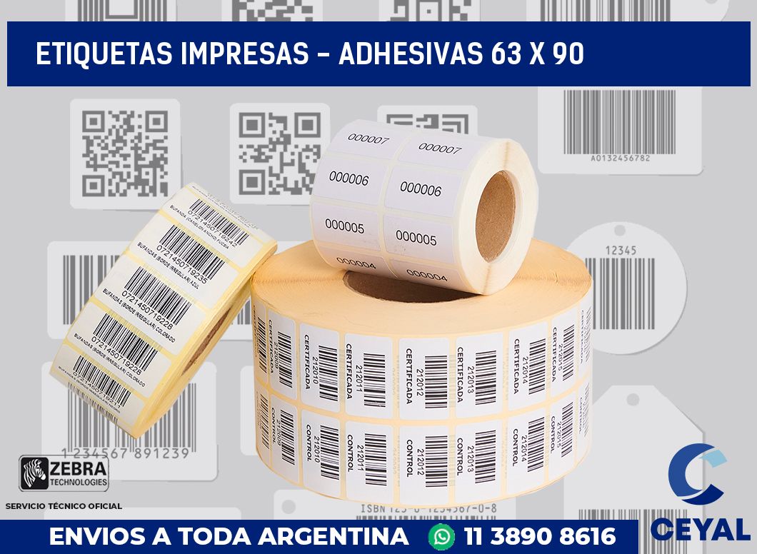 etiquetas impresas - Adhesivas 63 x 90