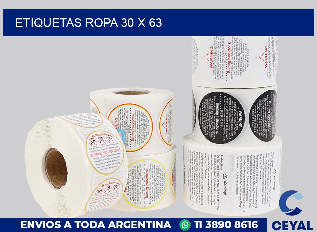etiquetas ropa 30 x 63
