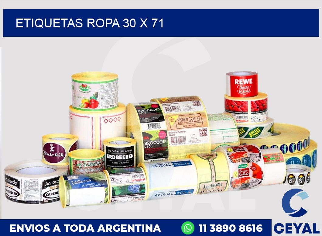 etiquetas ropa 30 x 71