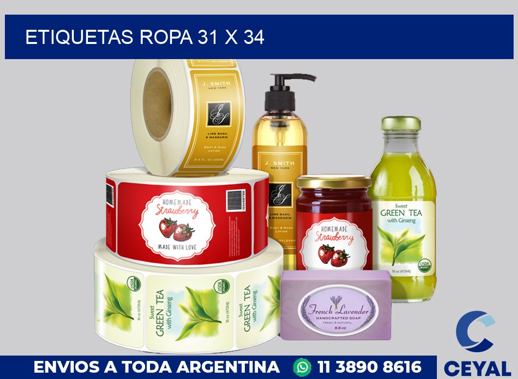 etiquetas ropa 31 x 34