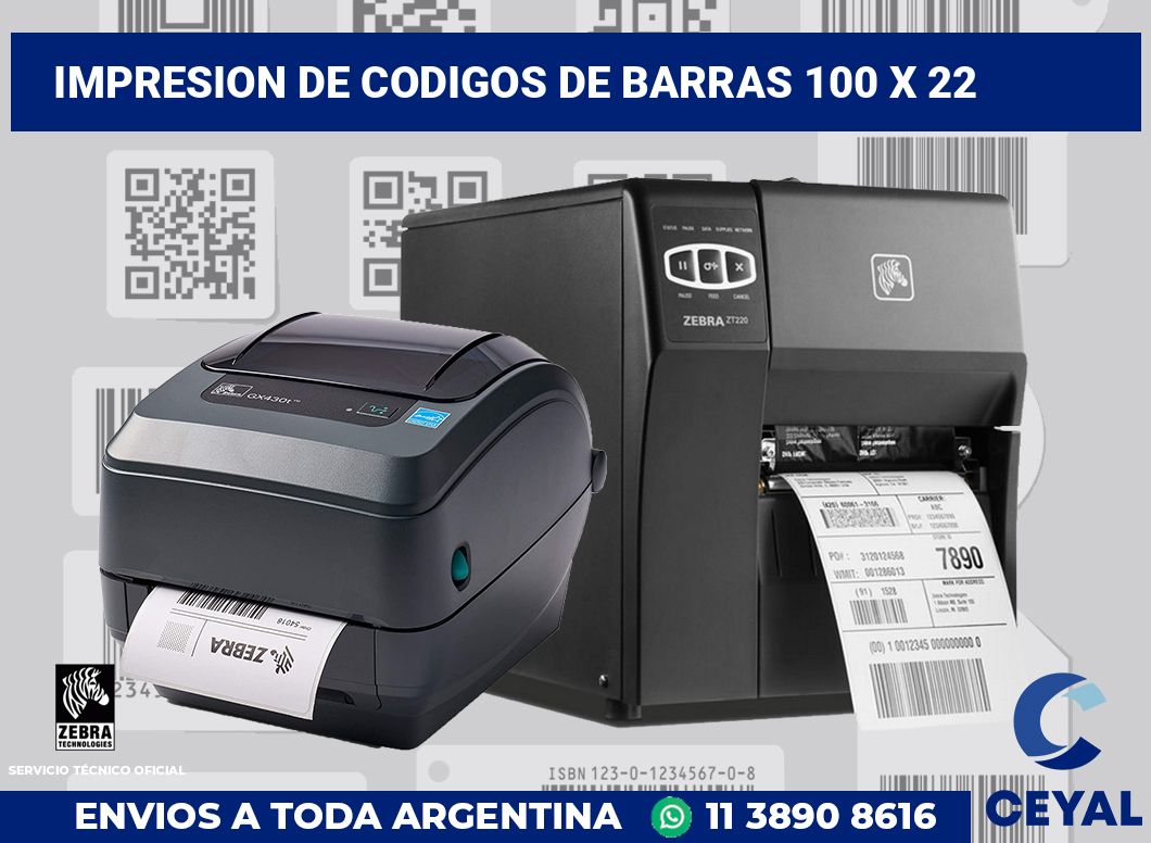 impresion de codigos de barras 100 x 22