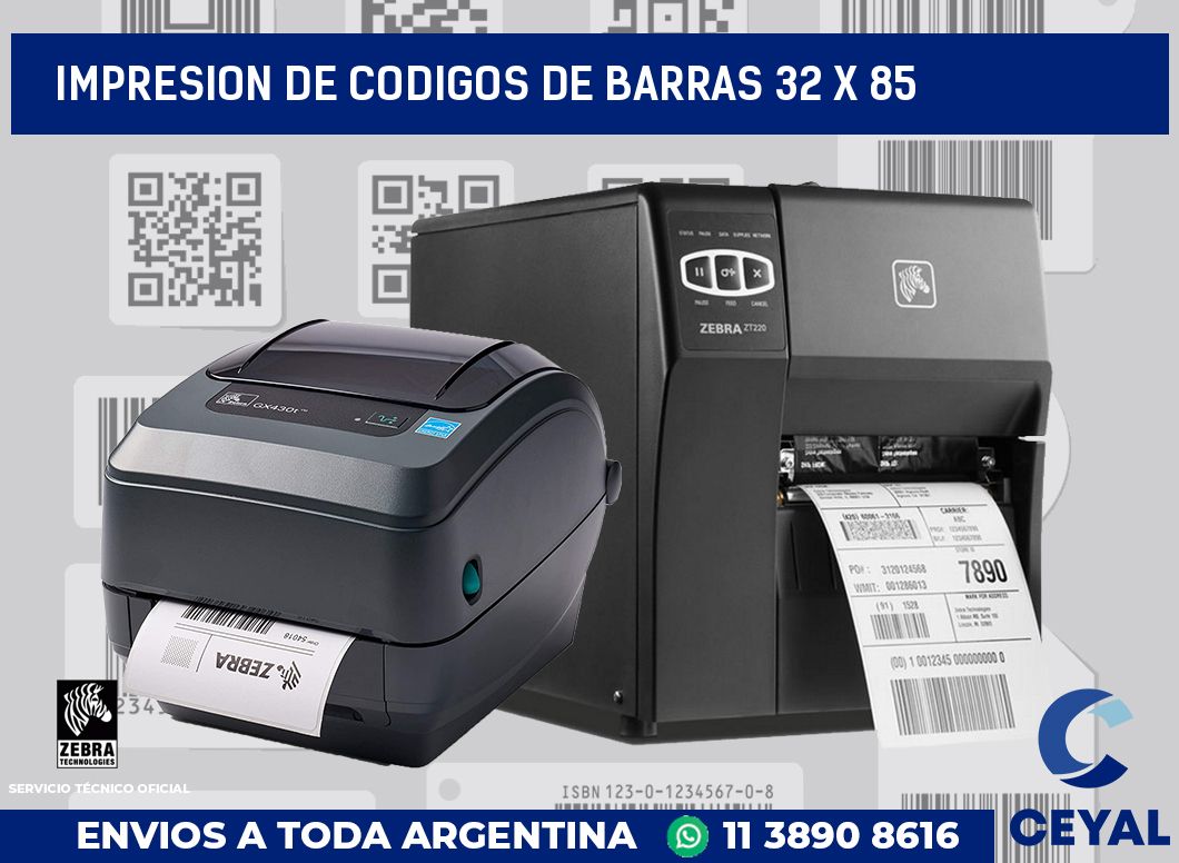 impresion de codigos de barras 32 x 85