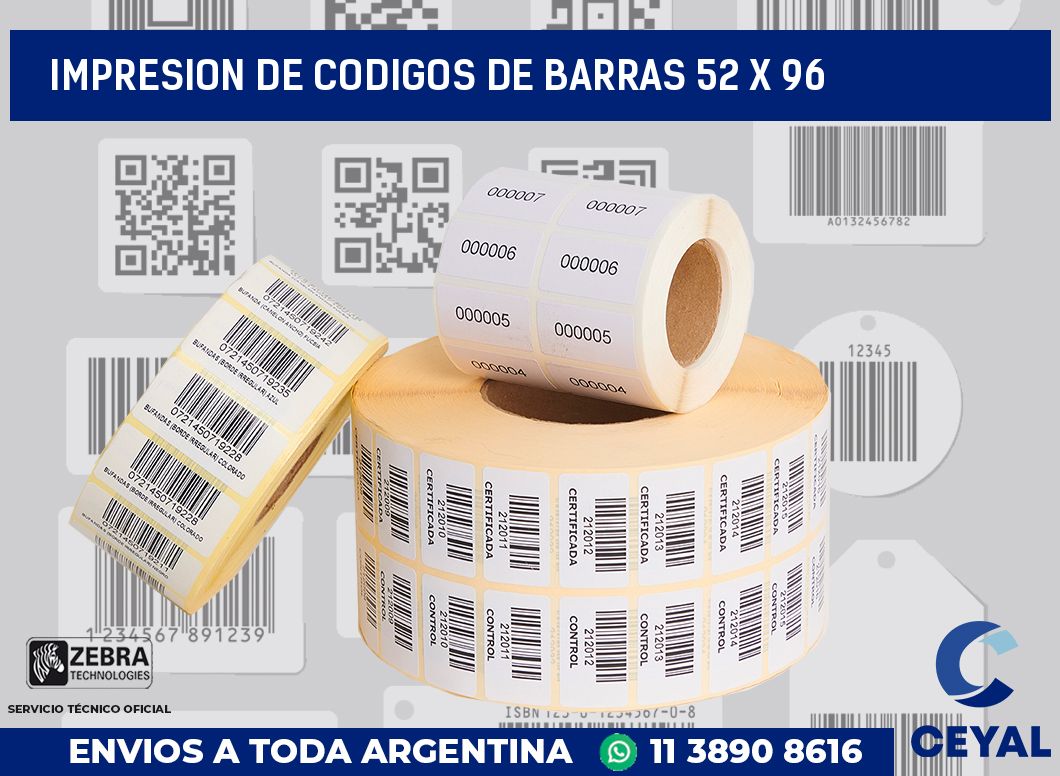 impresion de codigos de barras 52 x 96