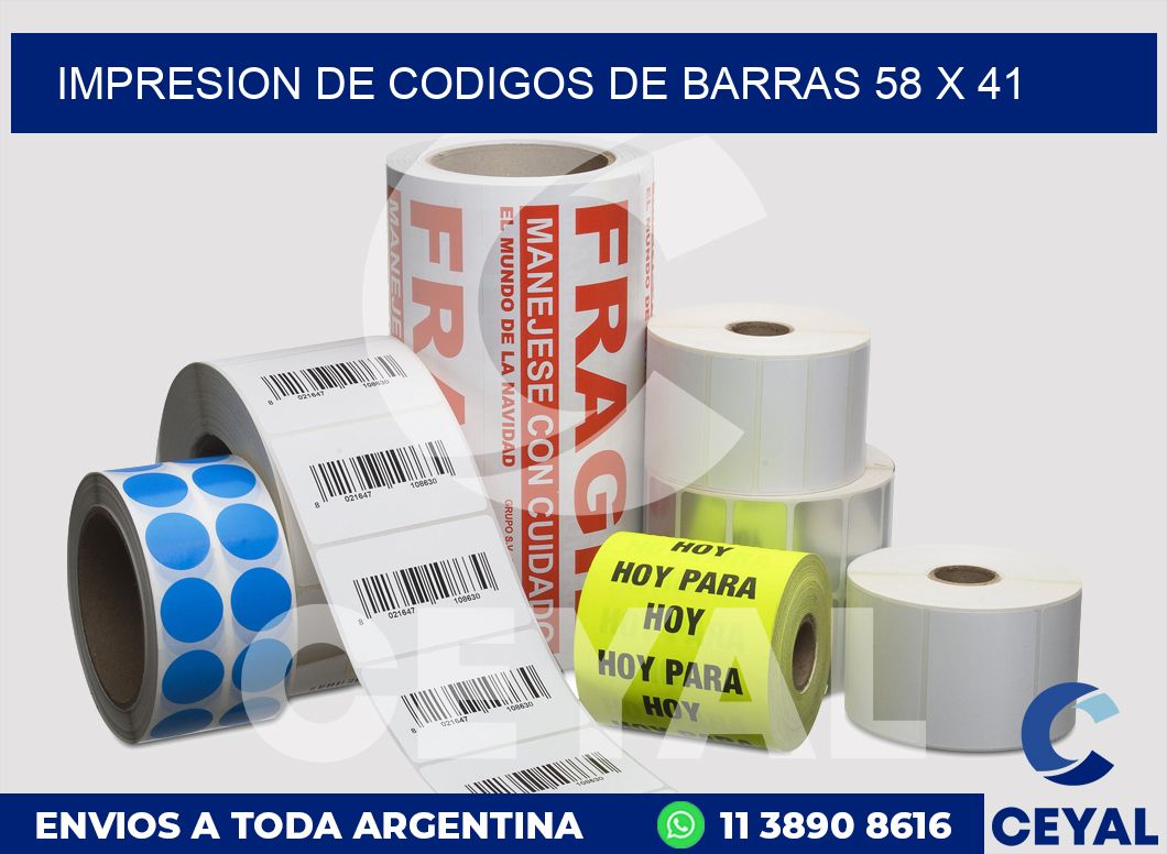 impresion de codigos de barras 58 x 41