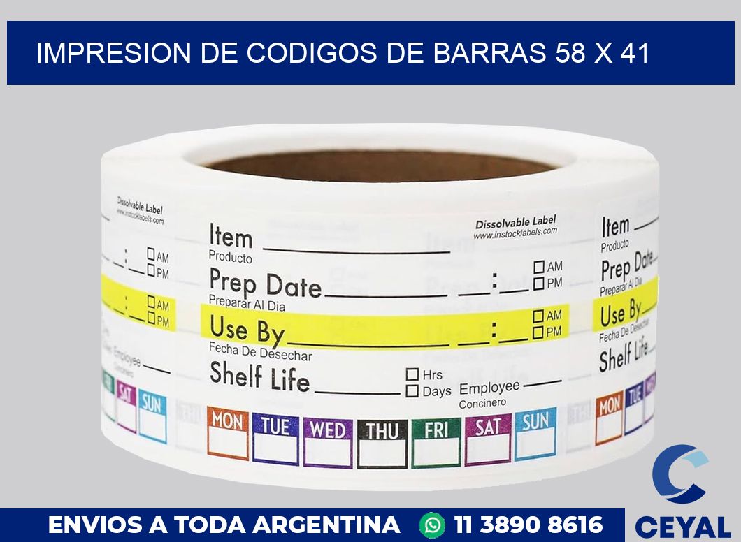impresion de codigos de barras 58 x 41