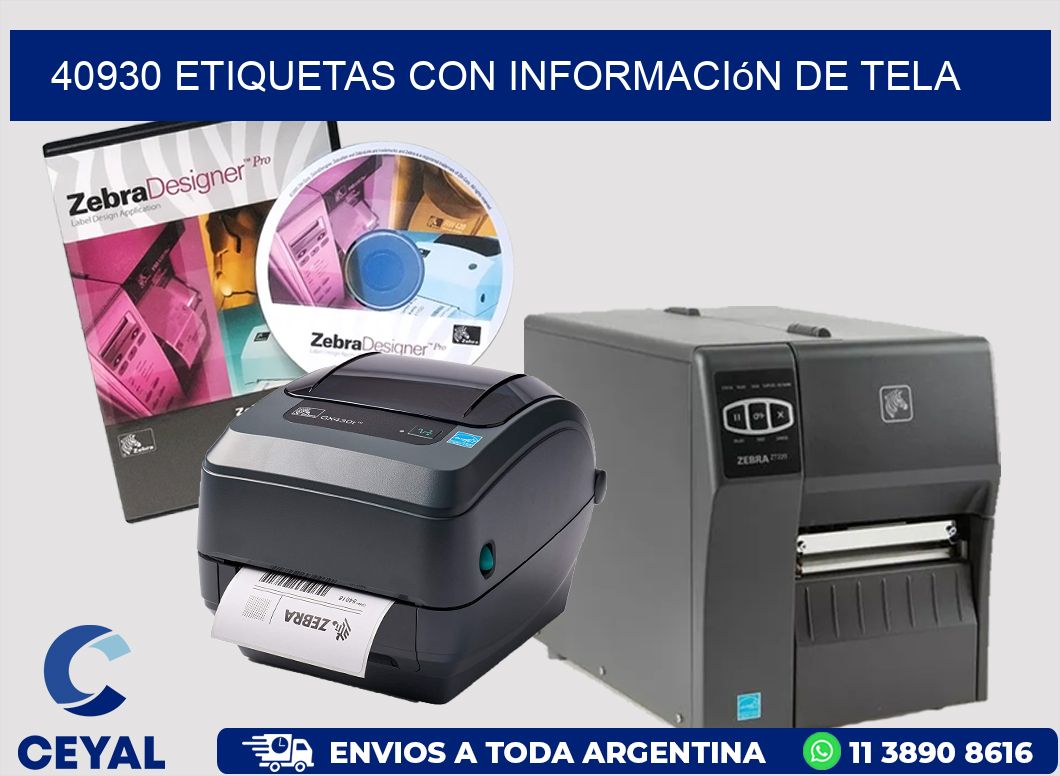 40930 Etiquetas con información de tela