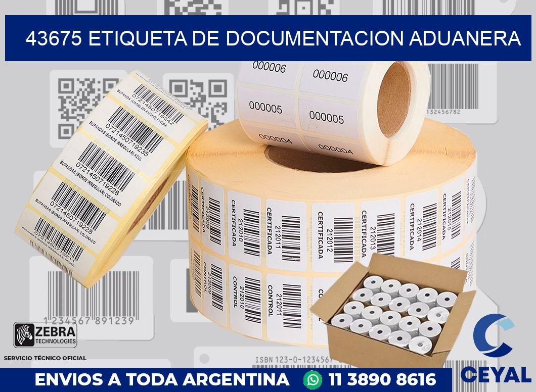 43675 Etiqueta de documentacion aduanera