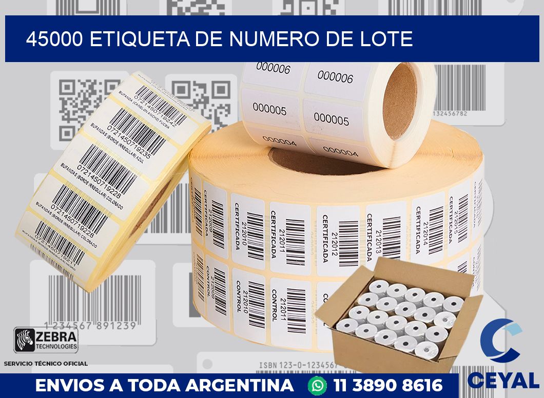 45000 Etiqueta de numero de lote