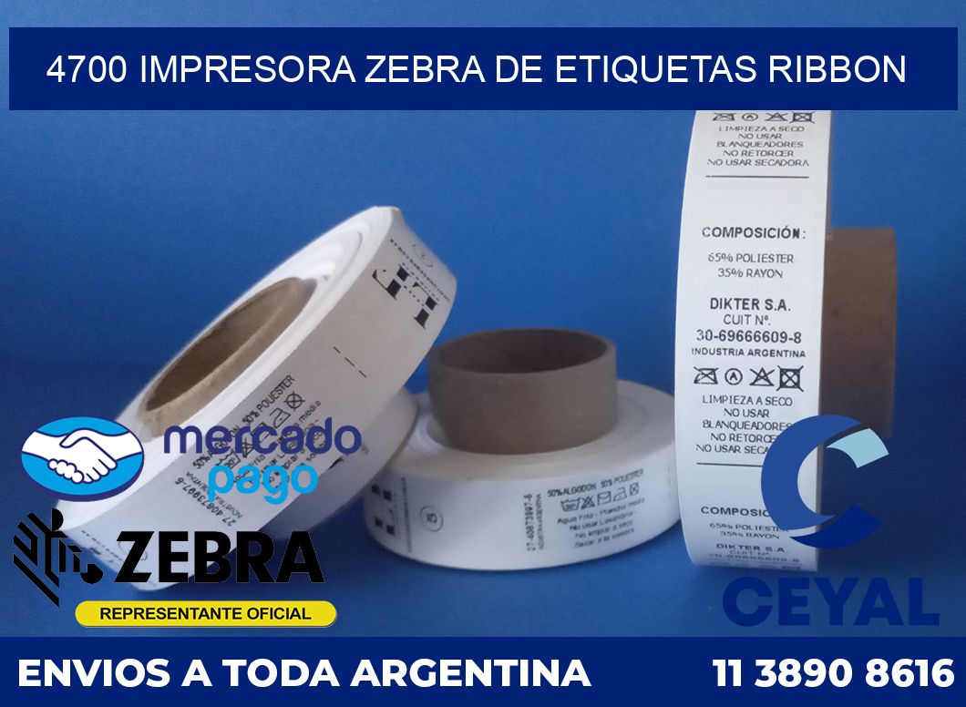 4700 Impresora Zebra de etiquetas ribbon