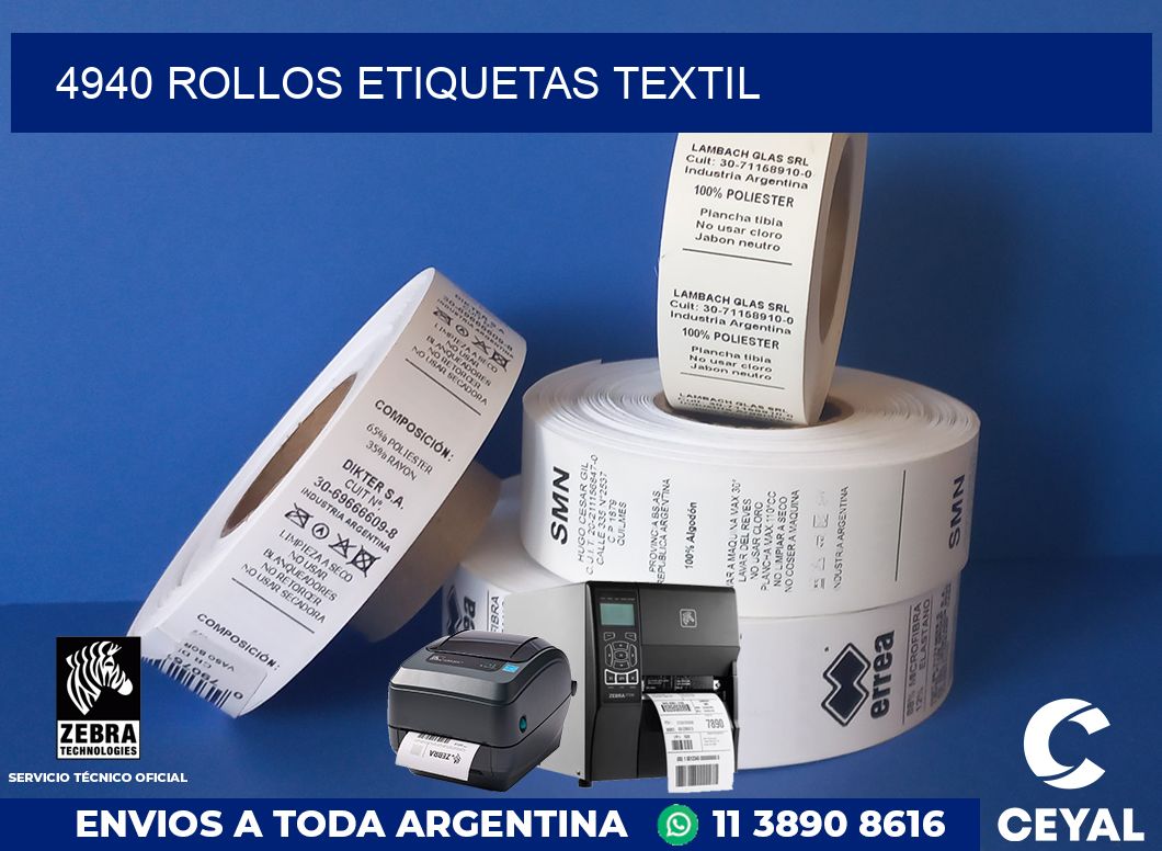 4940 rollos etiquetas textil