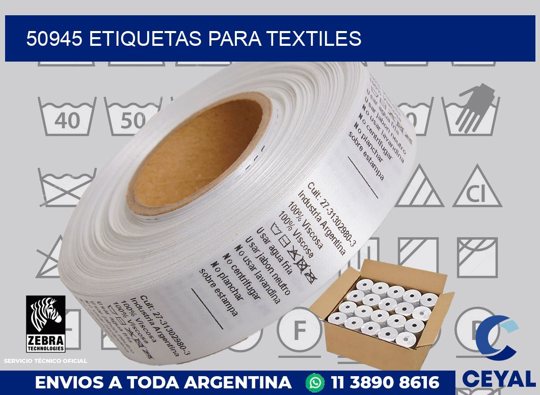 50945 etiquetas para textiles