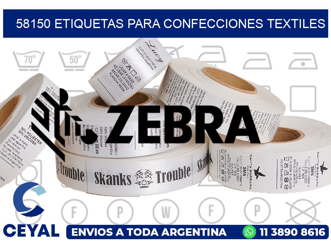 58150 Etiquetas para confecciones textiles