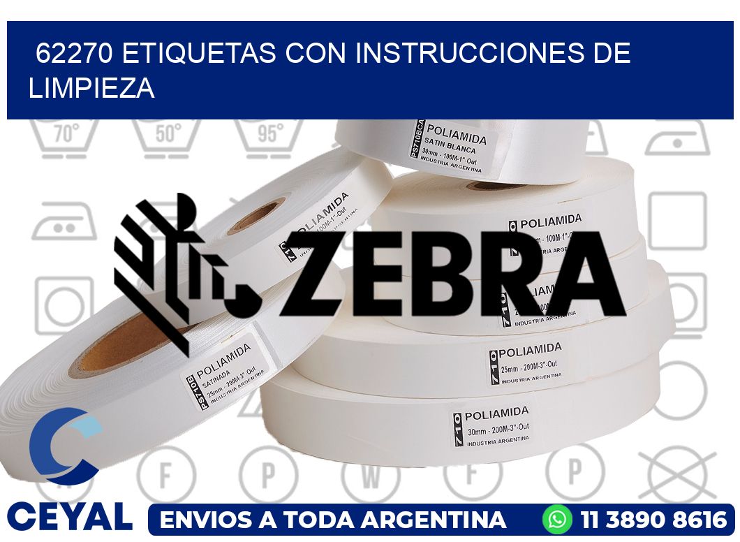 62270 Etiquetas con instrucciones de Limpieza