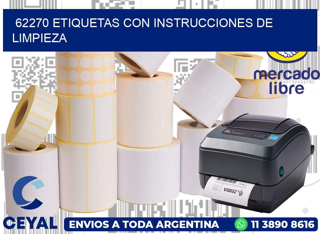 62270 Etiquetas con instrucciones de Limpieza