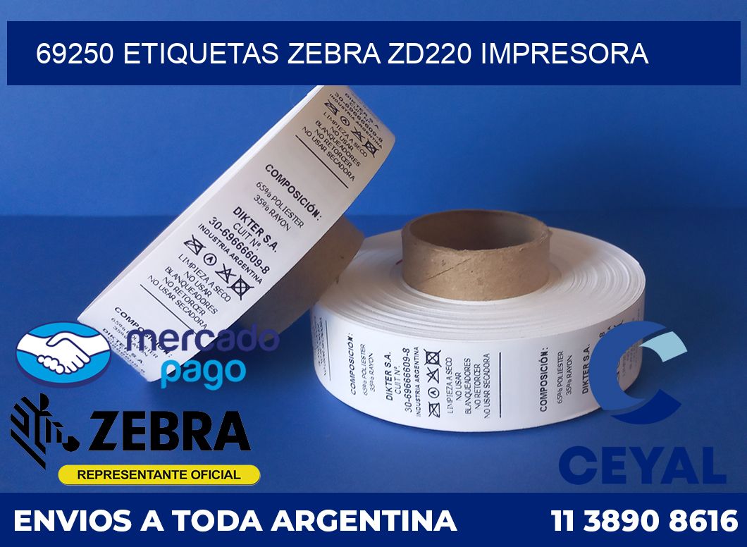 69250 etiquetas Zebra zd220 impresora