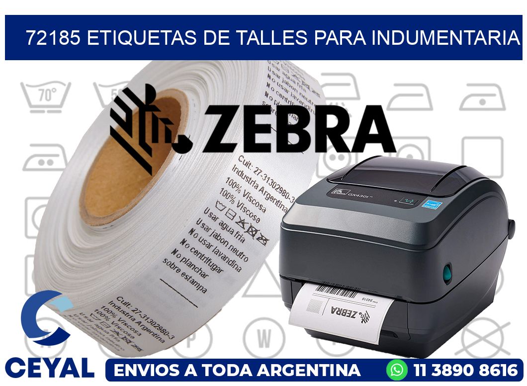 72185 Etiquetas de Talles para indumentaria