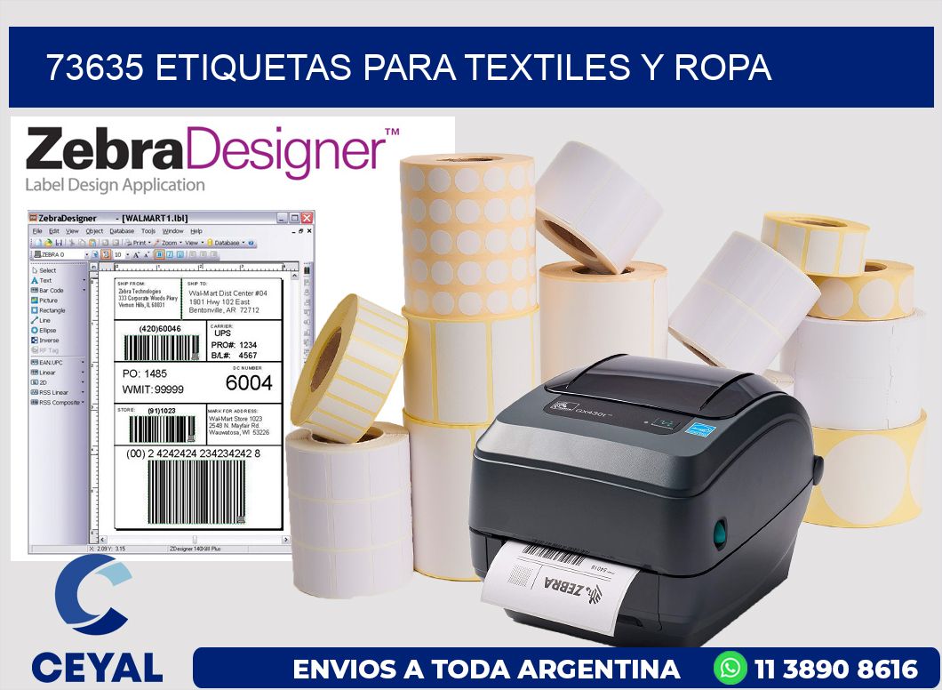73635 Etiquetas para textiles y Ropa