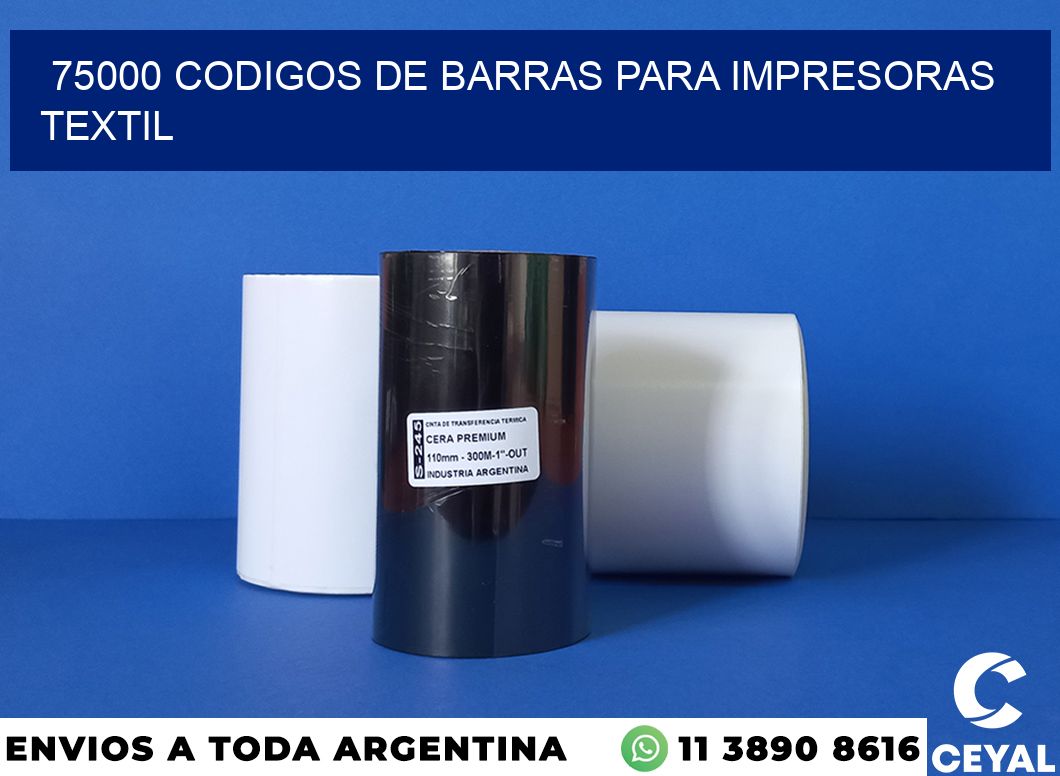 75000 codigos de barras para impresoras textil