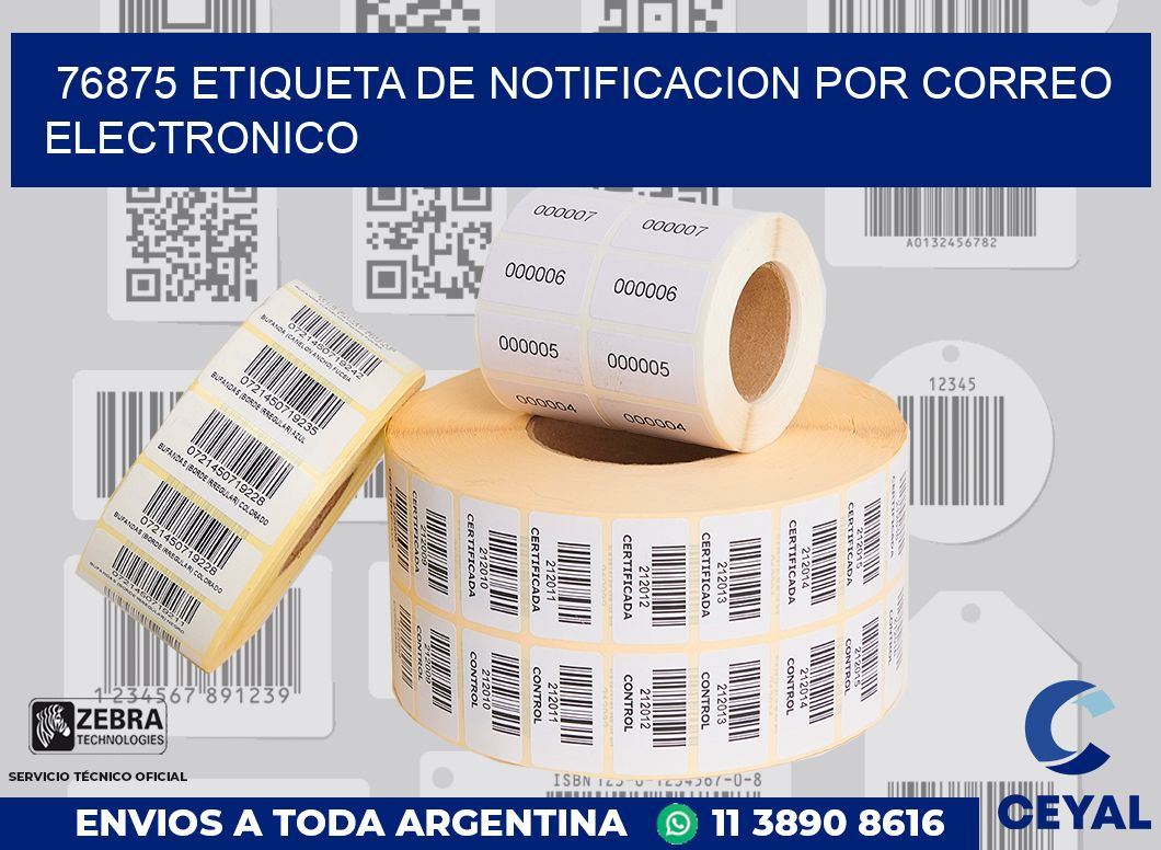 76875 Etiqueta de notificacion por correo electronico