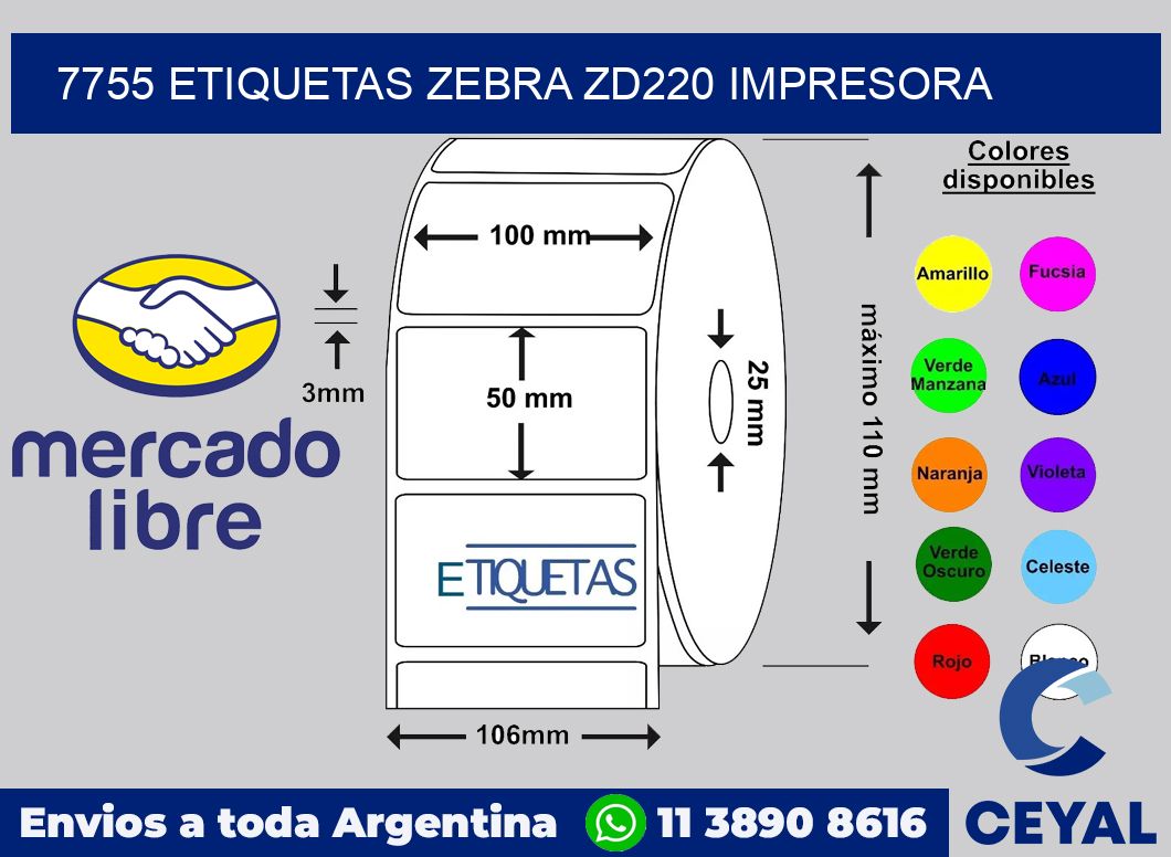 7755 etiquetas Zebra zd220 impresora