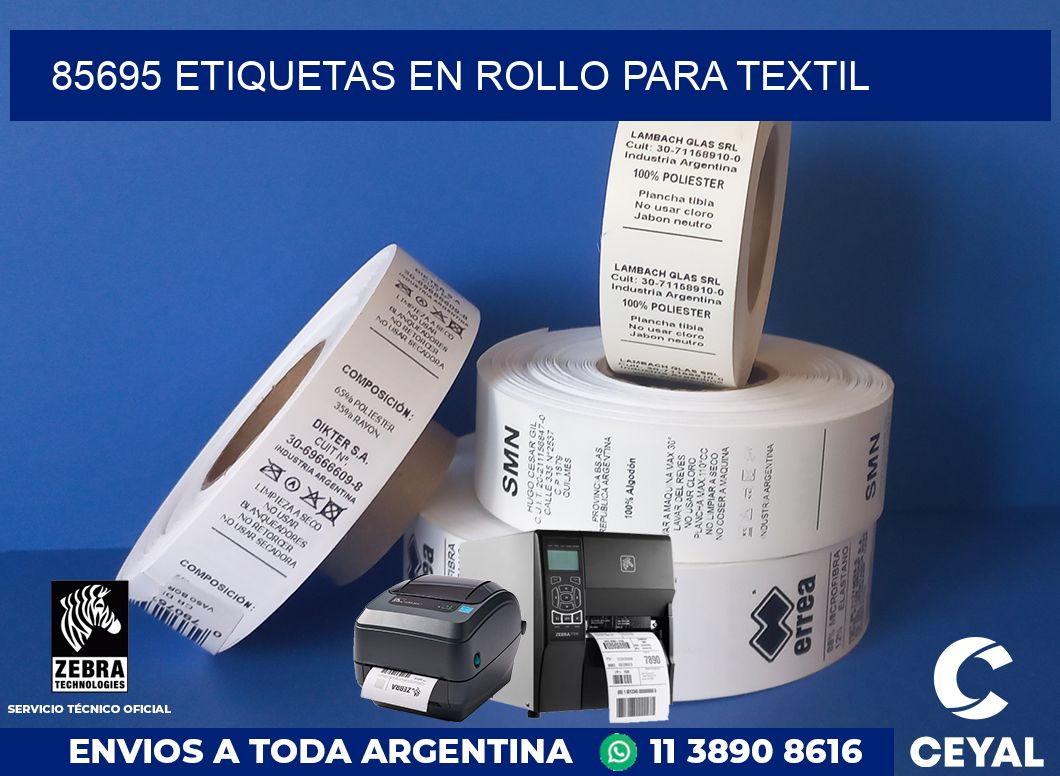 85695 etiquetas en rollo para textil