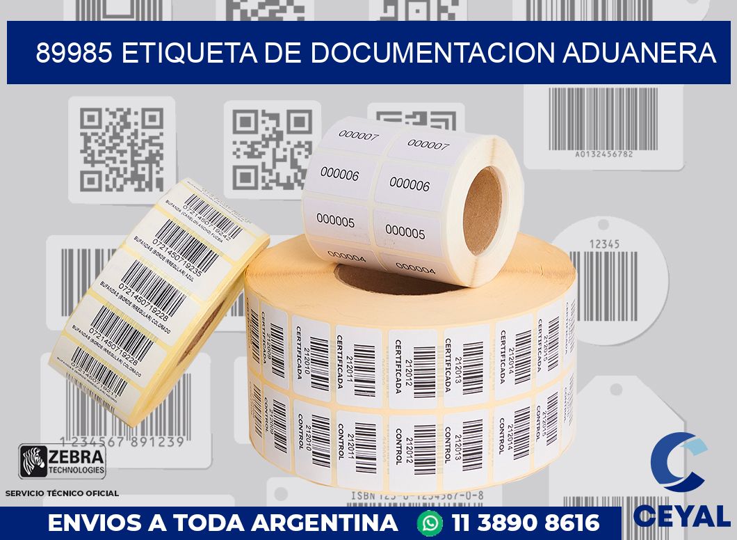 89985 Etiqueta de documentacion aduanera