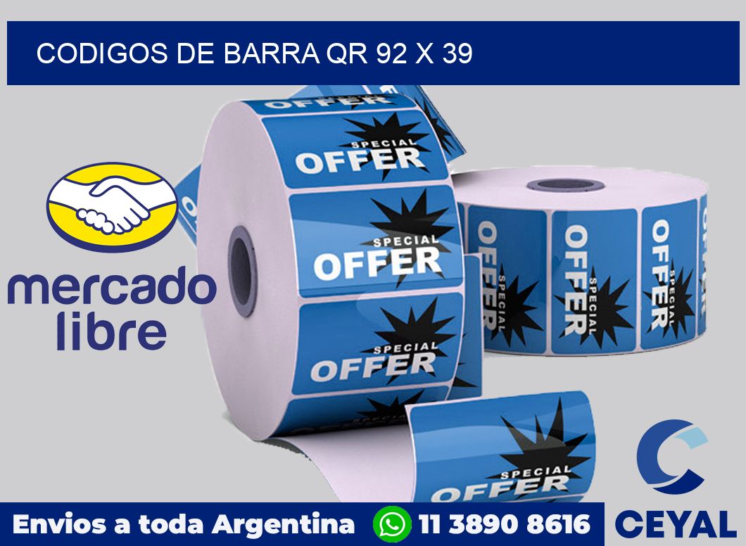 Codigos de barra QR 92 x 39