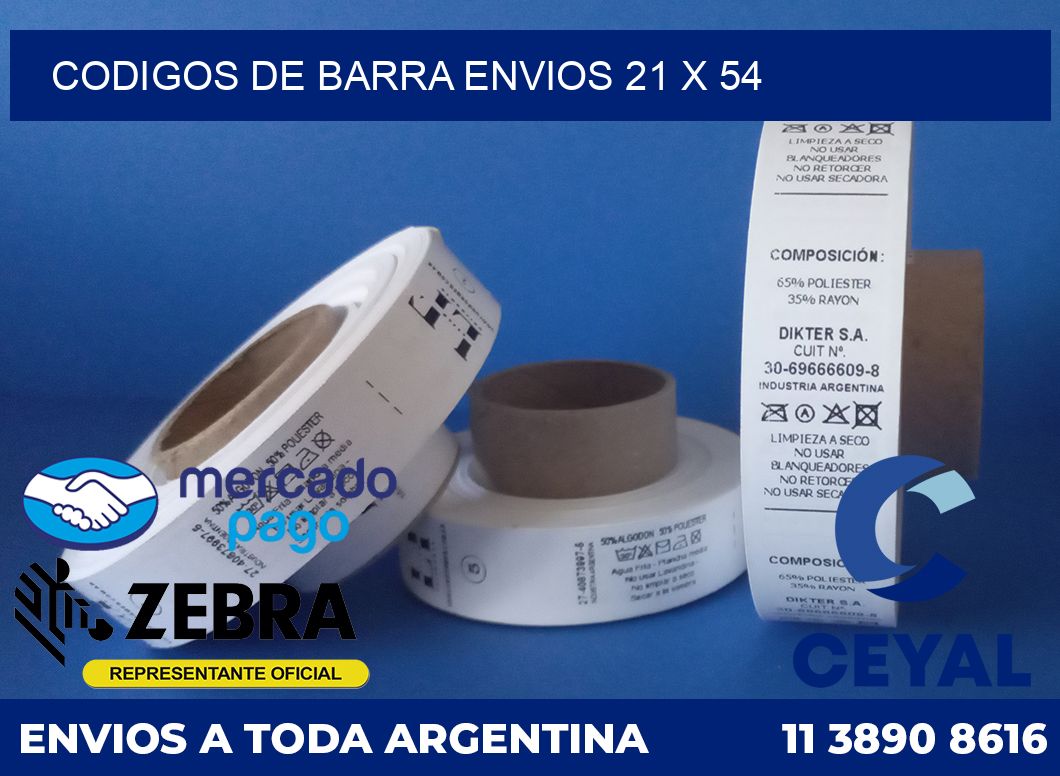 Codigos de barra envios 21 x 54