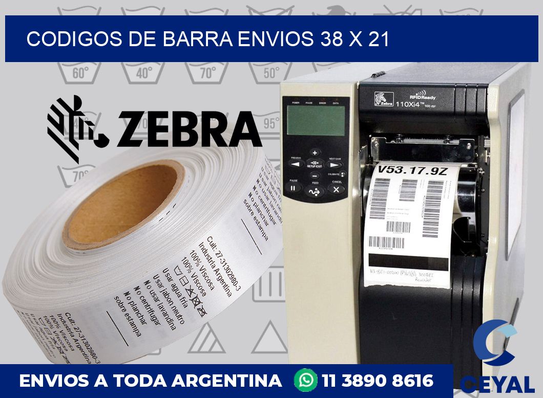 Codigos de barra envios 38 x 21