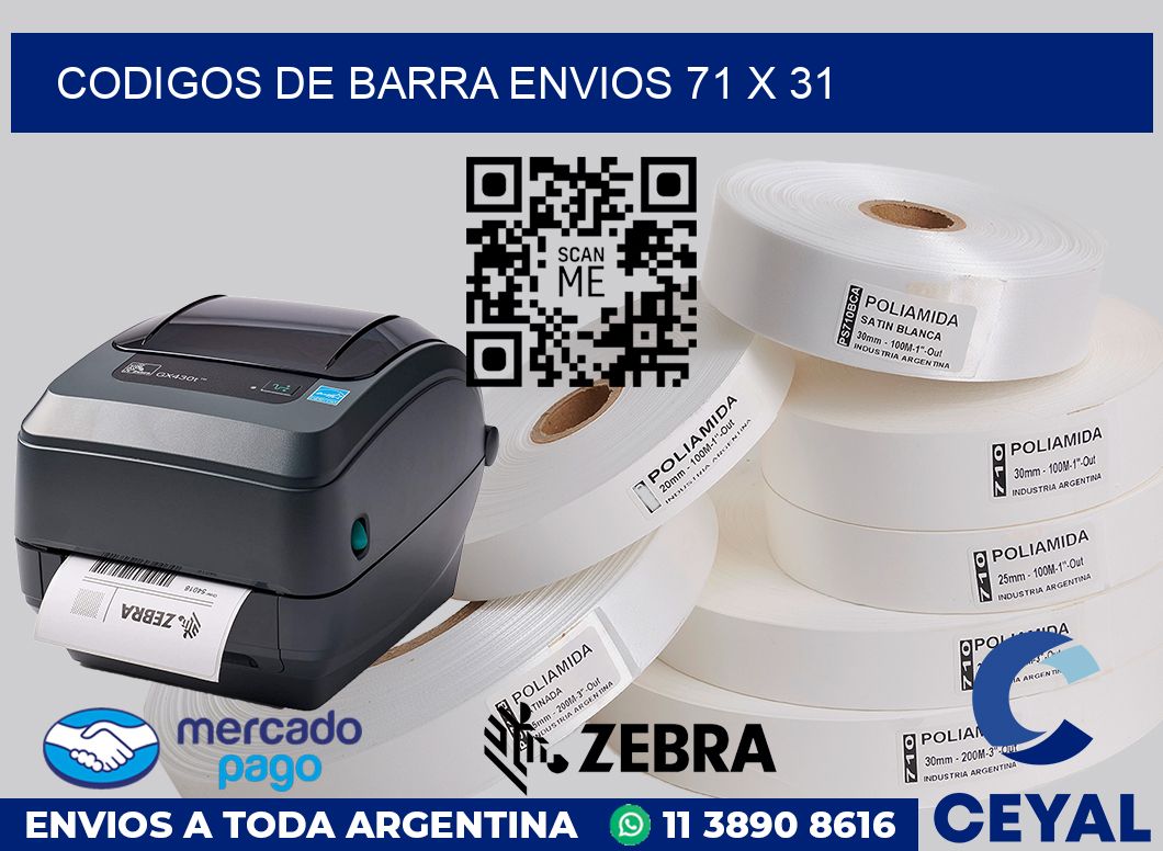 Codigos de barra envios 71 x 31