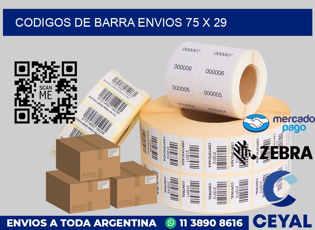 Codigos de barra envios 75 x 29