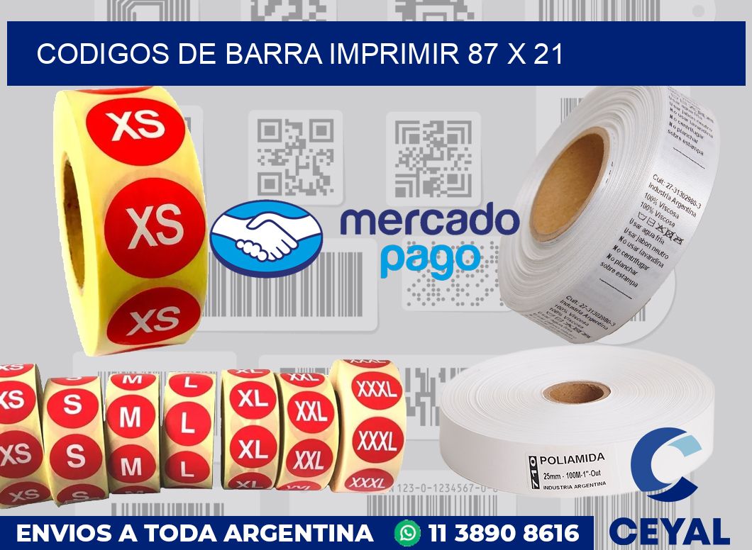 Codigos de barra imprimir 87 x 21