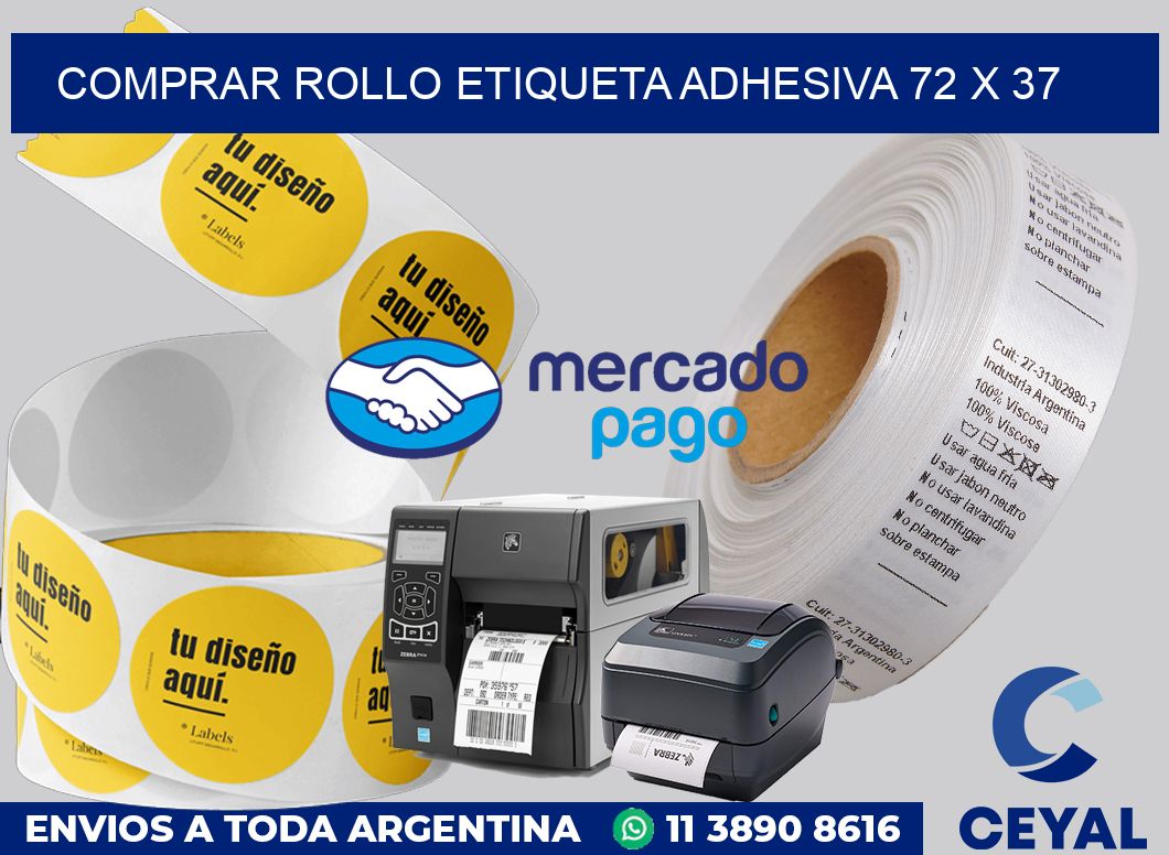 Comprar rollo etiqueta adhesiva 72 x 37