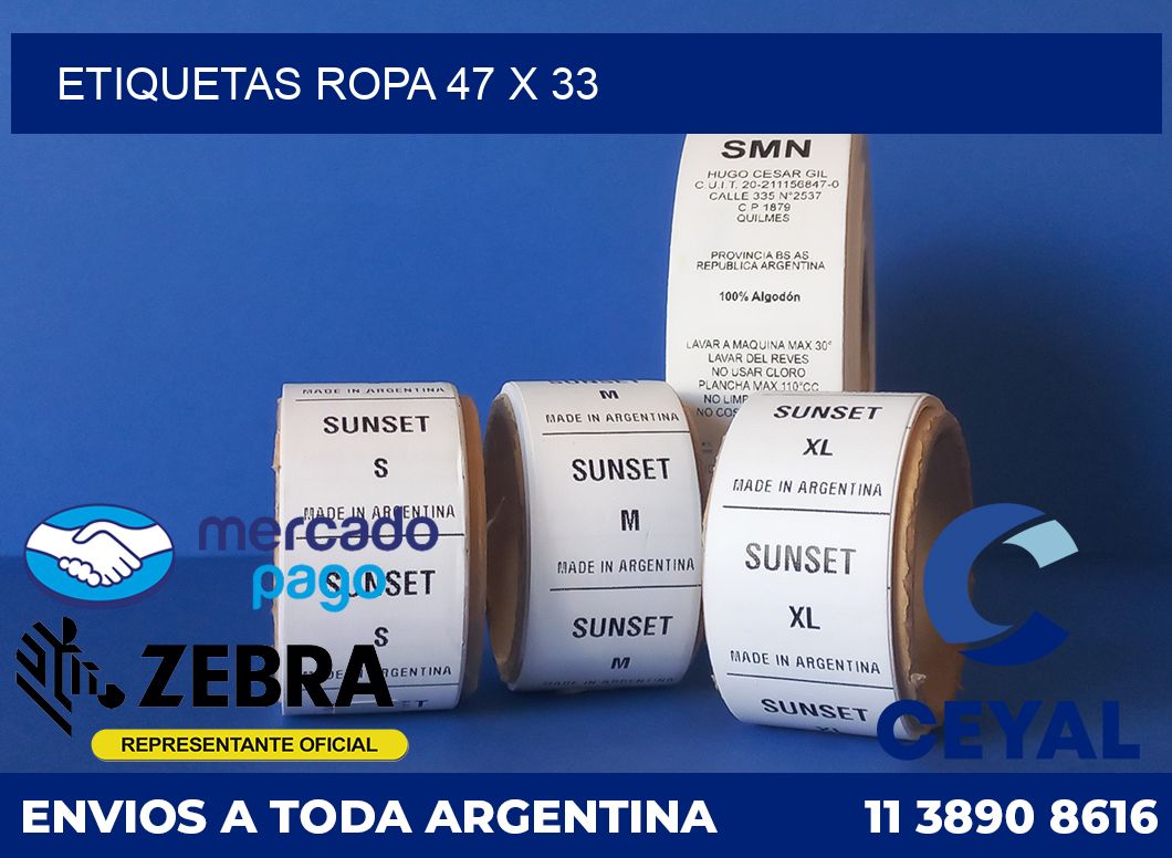 Etiquetas ropa 47 x 33