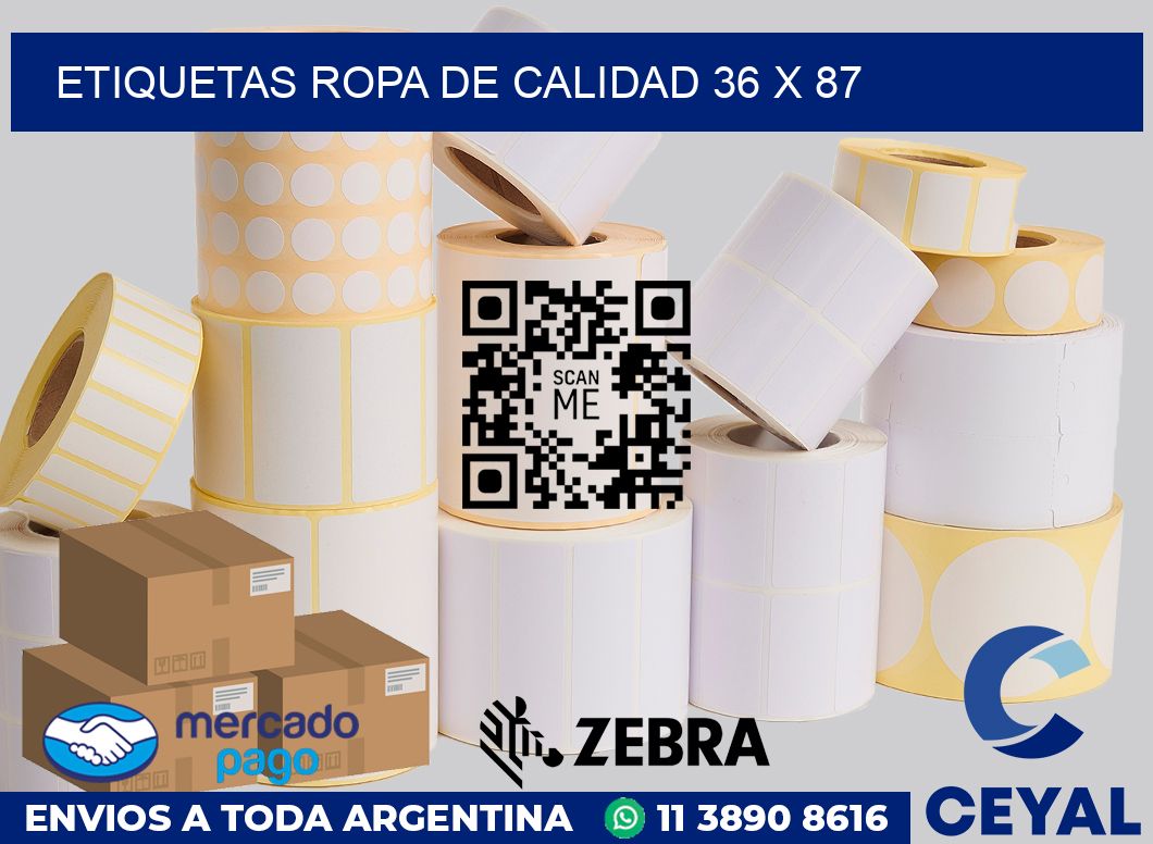Etiquetas ropa de calidad 36 x 87