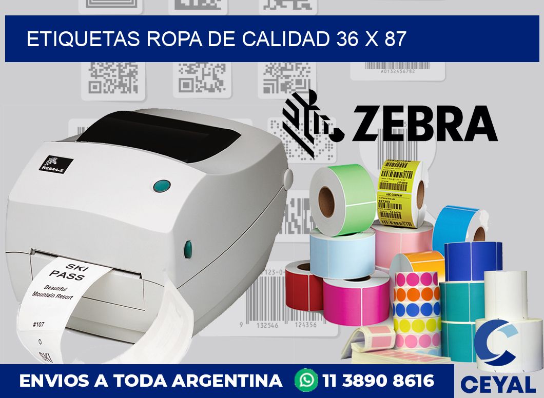 Etiquetas ropa de calidad 36 x 87
