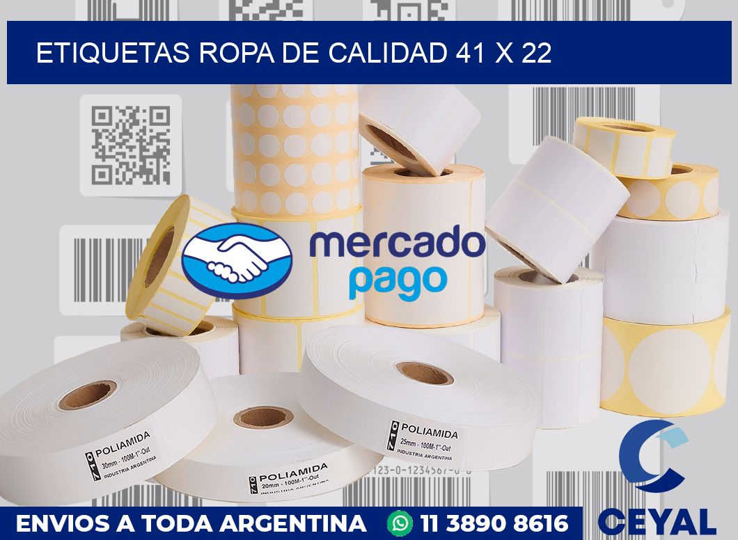 Etiquetas ropa de calidad 41 x 22
