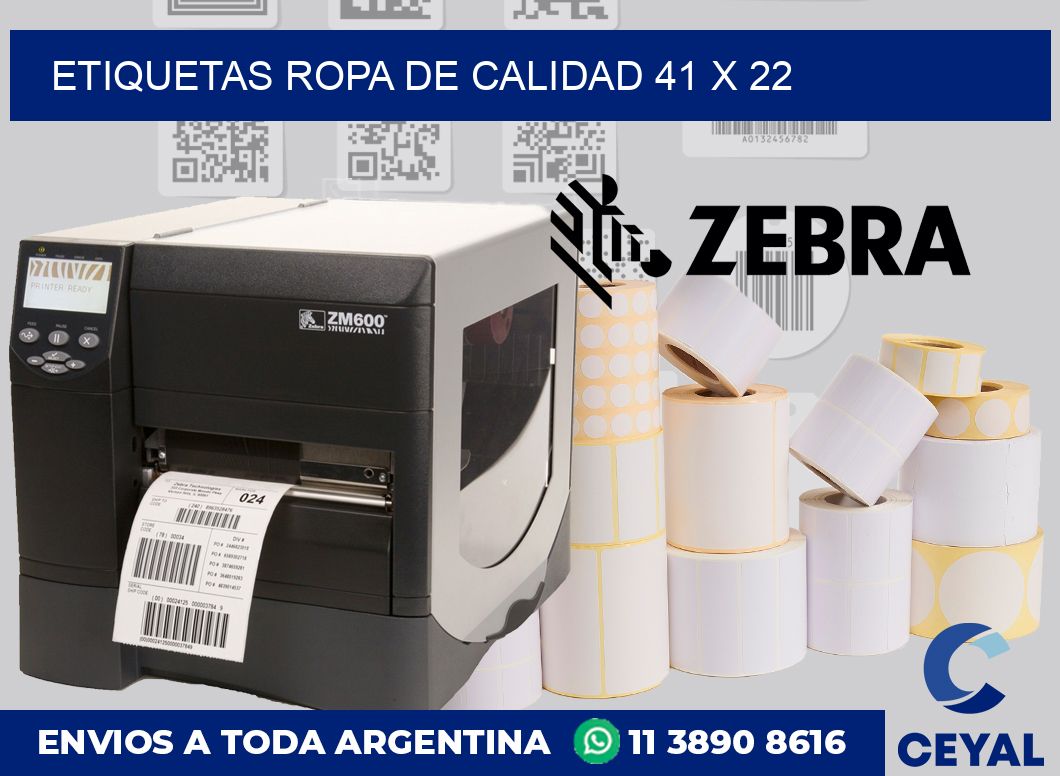 Etiquetas ropa de calidad 41 x 22