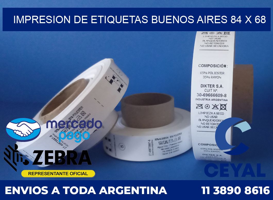 Impresion de etiquetas Buenos Aires 84 x 68