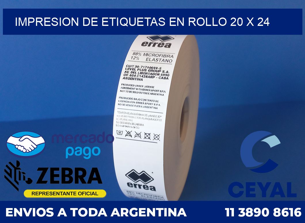 Impresion de etiquetas en rollo 20 x 24