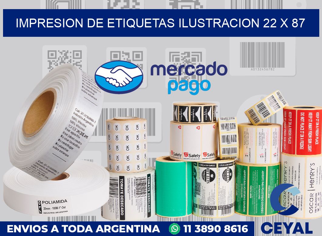 Impresion de etiquetas ilustracion 22 x 87