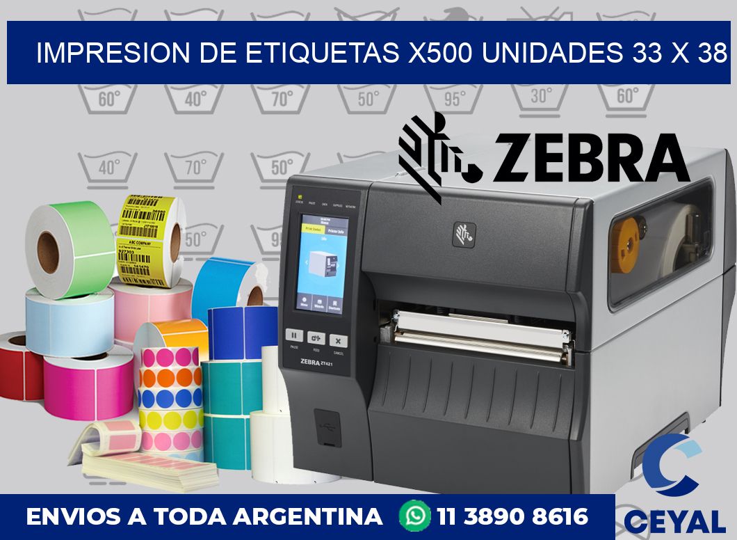Impresion de etiquetas x500 unidades 33 x 38