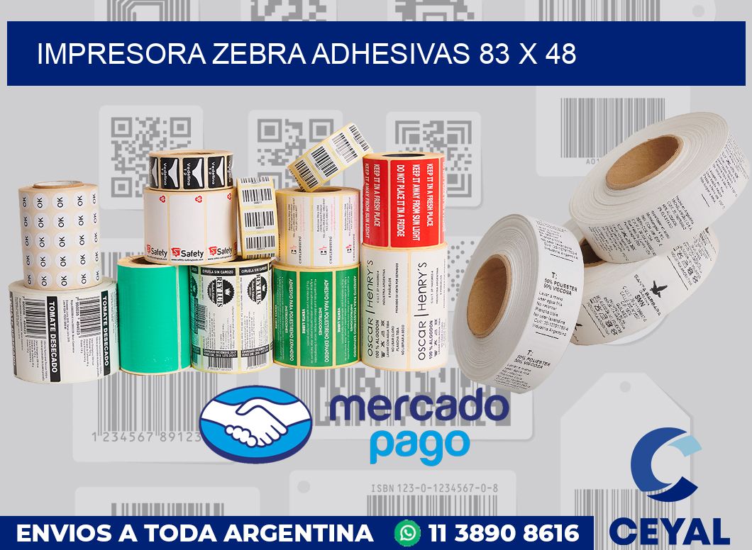 Impresora Zebra adhesivas 83 x 48