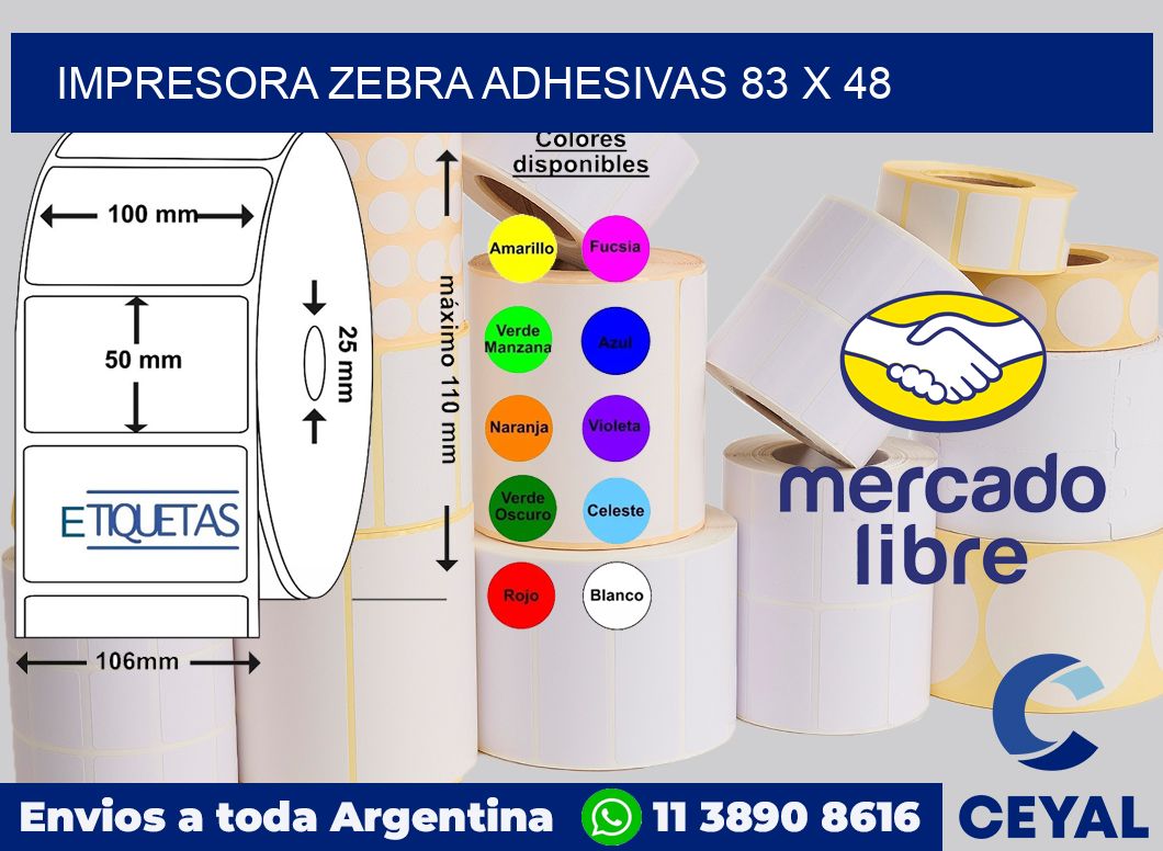 Impresora Zebra adhesivas 83 x 48