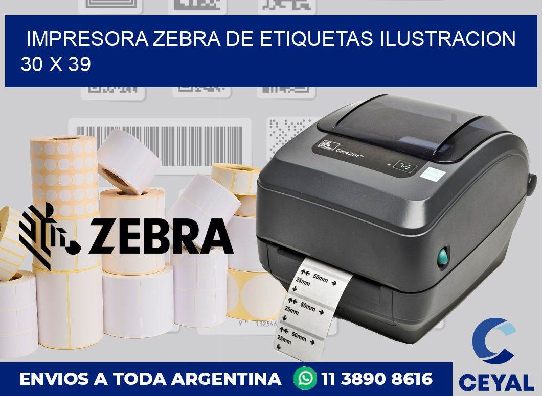 Impresora Zebra de etiquetas ilustracion 30 x 39