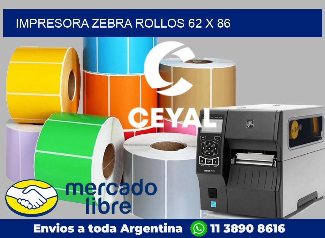 Impresora Zebra rollos 62 x 86